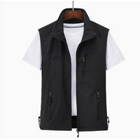 Herren Ärmellose Winddichte Reißverschluss Jacke | Draußen – Schwarz