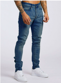 Herren Schmale Passform Stretch Jeans | Bequeme – Dunkelblau
