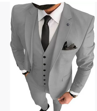Herren Slim Fit Formell Hochzeitsgast Anzug Set | 3-teiliges Set – Hellgrau