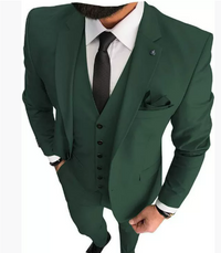 Herren Slim Fit Formell Hochzeitsgast Anzug Set | 3-teiliges Set – Grün