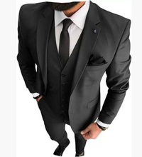 Herren Slim Fit Formell Hochzeitsgast Anzug Set | 3-teiliges Set – Schwarz