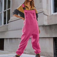 Damen Cord-Overall mit Fleece-Futter und verstellbaren Trägern – Rosa
