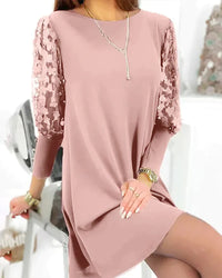 Elegantes Abendkleid für Damen mit V-Ausschnitt und Spitzendetails – Rosa