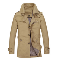 Herren Wintermantel - Eleganter Trenchcoat mit Gürtelschlaufen und Knopfleiste – Hellbraun