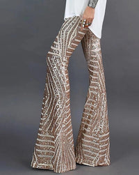 Damen Glitzer-Hose in Metallic-Optik – Gold