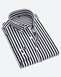 Gestreiftes Herren Business Hemd – Schwarz