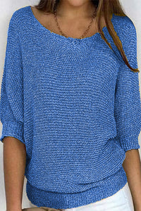 Damen Strickpullover Oversize mit Fledermausärmeln | Casual Herbst Winter – Blau