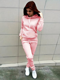 Bequemes Damen Trainingsanzug-Set aus Baumwolle | Kapuzenjacke & Jogginghose mit praktischen Taschen – Hellrosa