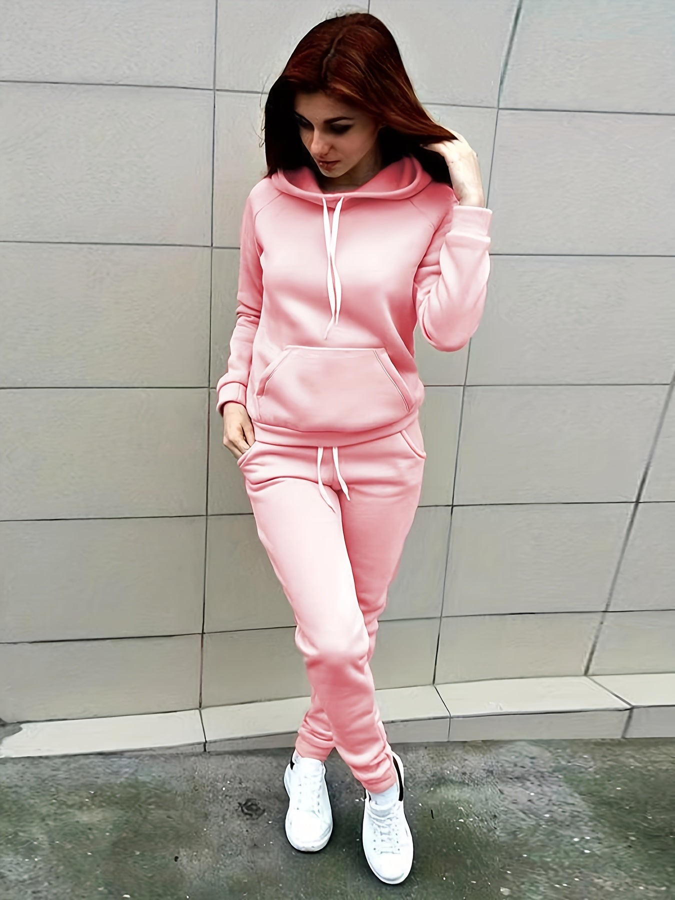Bequemes Damen Trainingsanzug-Set aus Baumwolle | Kapuzenjacke & Jogginghose mit praktischen Taschen