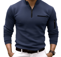 Sportlicher Herren Stehkragen-Pullover mit Reißverschluss – Blau