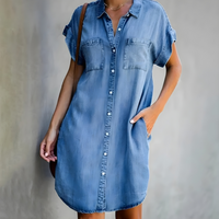 Tessa | Klassisches Kleid mit Bauchbedeckung – Blau