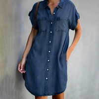Tessa | Klassisches Kleid mit Bauchbedeckung – Dunkelblau