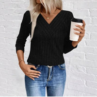 Leni | Strukturierter Streifen Pullover – Schwarz
