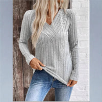 Leni | Strukturierter Streifen Pullover – Grau