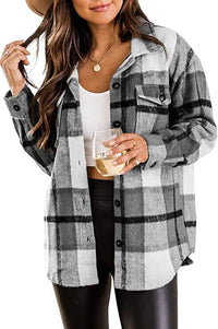 Damen Langarm Warme Hemd Jacke | Knopf Daunen – Grau