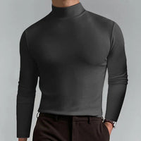 Herren Slim-Fit Rollkragenpullover mit langen Ärmeln – Grau