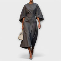 Elegantes Damen Abendkleid Langarm – Grau