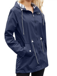 Wasserdichte Damen Regenjacke mit Kapuze - Winddicht & Atmungsaktiv für Herbst/Winter – Blau