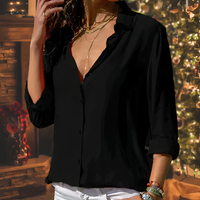 Hemdbluse für Damen  - Leichte Sommer Bluse für stilvolle Business Looks – Schwarz