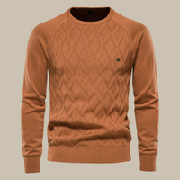 Herren Strickpullover mit Zopfmuster und Rundhals – Braun