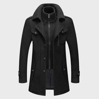 Eleganter zweiteiliger Herrenmantel mit abnehmbarem Innenfutter – Schwarz