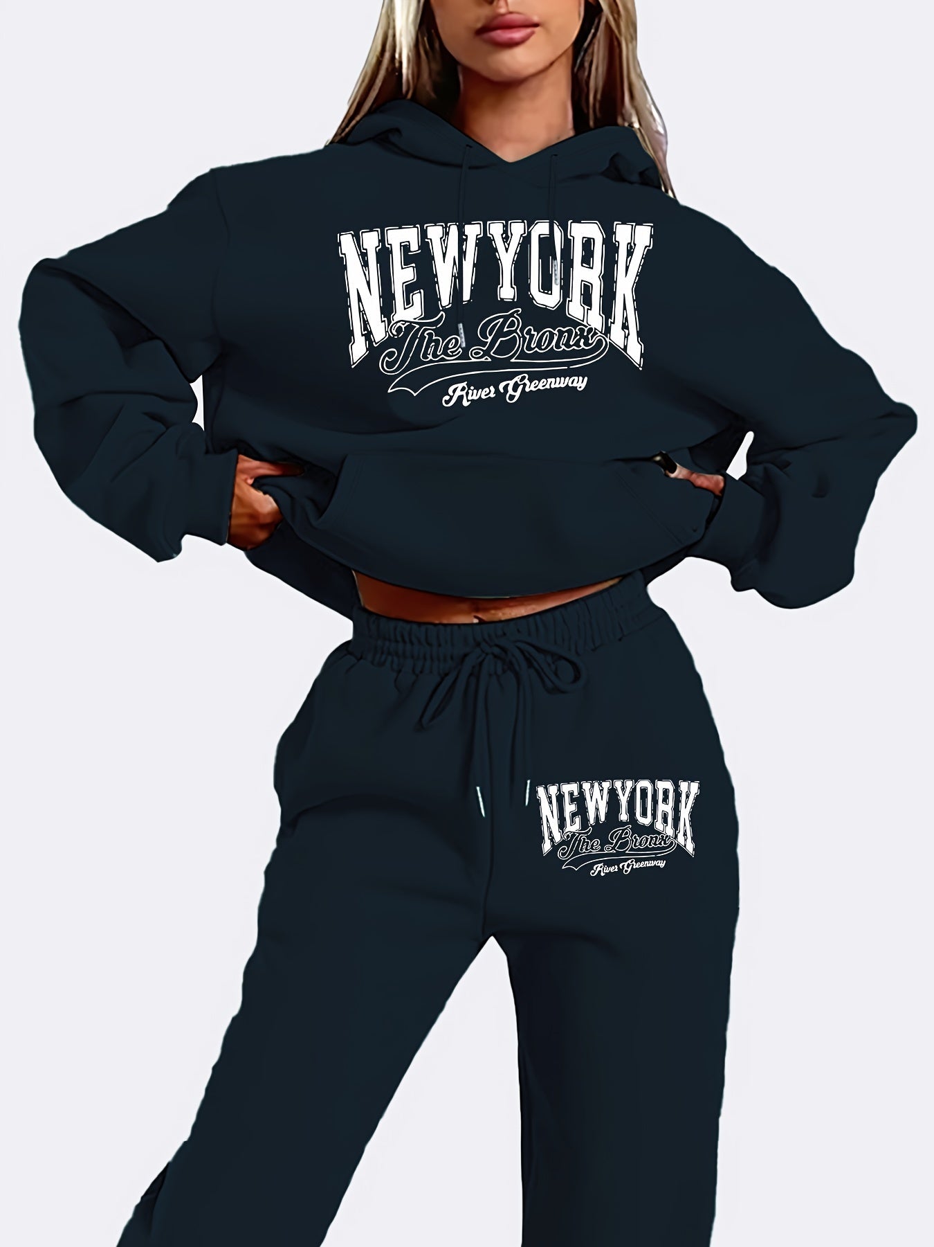 Bequemes Damen Loungewear-Set | Kapuzenpullover & Jogginghose | Warmer Fleece-Stoff