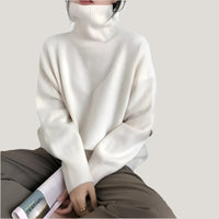 Warmer Damen Rollkragen-Pullover aus Strick | Weicher Winter-Pullover – Weiß
