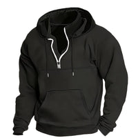 Lässiges Herren Kapuzenshirt mit Reißverschluss | Baumwolle | Sportlich – Schwarz