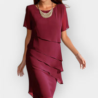 Elegantes Damen Chiffon Kleid – Rot