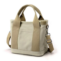 Milla Canvas Schultertasche – Beige