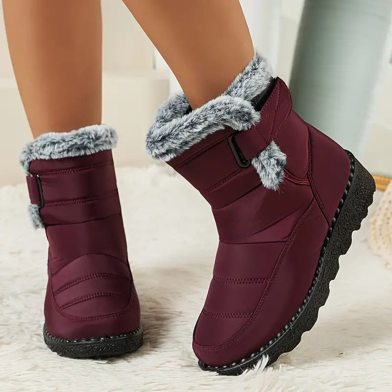 Klebaraith | Modische einfarbige Schneestiefel für Frauen mit runder Zehe