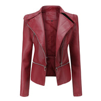 Schlanke Passform Bikerjacke für Damen | Lässig – Rot