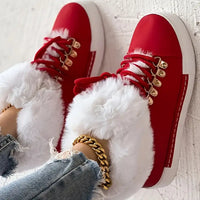 Reigetha | Mit Pelz gefütterte Schneestiefel - Solid Red Fashion Ankle High Footwear – Rot