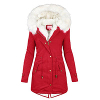 Winterjacke Damen Mit Kapuze | Lang Geschnitten Mit Taschen – Rot