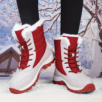 Dreilon | Wasserdichte, rutschfeste und verschleißfeste verdickte Schneestiefel für Frauen – Rot