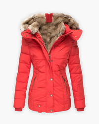 Friederike | Steppjacke mit Fellfutter – Rot