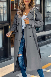 Langer Trenchcoat für Damen | Zweireiher – Grau