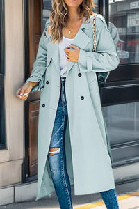 Langer Trenchcoat für Damen | Zweireiher – Hellgrün