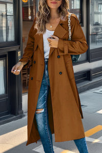 Langer Trenchcoat für Damen | Zweireiher – Braun