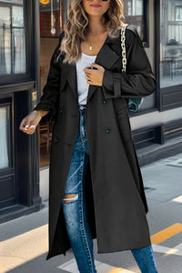 Langer Trenchcoat für Damen | Zweireiher – Schwarz