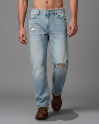 Jeans für Herren im geraden Schnitt und Retro-Stil – Himmelblau