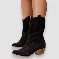 Aubrey | schicke Cowboystiefel mit Reißverschluss – Schwarz