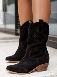 Stiefeletten für Damen - Elegante Cowboystiefel für den Sommerurlaub – Schwarz