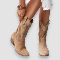 Aubrey | schicke Cowboystiefel mit Reißverschluss – Braun