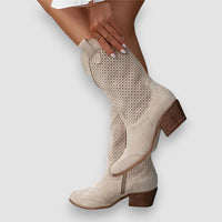 Aubrey | schicke Cowboystiefel mit Reißverschluss – Grau