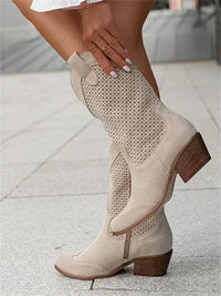 Stiefeletten für Damen - Elegante Cowboystiefel für den Sommerurlaub – Khaki