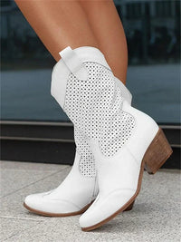 Wynona | Schicke Cowboy Stiefel mit Reißverschluss – Weiß