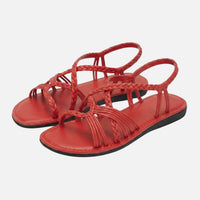 Renate | Damen Geflochtene Sandalen Verstellbarer Knöchelriemen – Boho Sandalen – Rot
