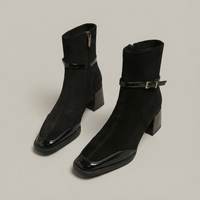Lenie™ - Elegante Stiefeletten mit mittlerem Absatz aus Öko-Wildleder – Schwarz