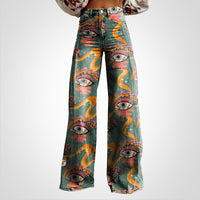 Jessica -  Vintage Print Lässige weite Hose – Mehrfarbig